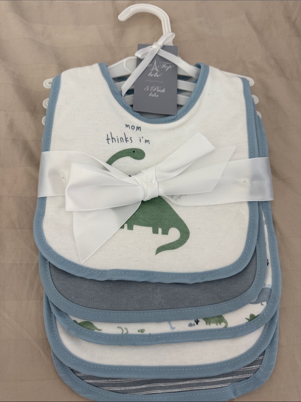 Mom Thinks I'm Dino Bib Set in Blue & Green - Baby Bibs
